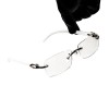 Unbranded White Wood Grain Rimless Clear Lens Rectangular Silver Frame