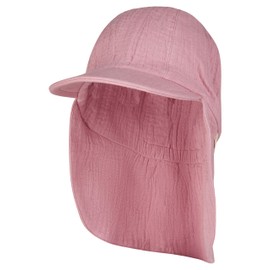 Sterntaler Peaked Cap Neck Muslin – Girls' Hat Made of Cotton Muslin (Organic) – UV Protection 50+ Sun Hat with Neck Protection – Baby and Children Summer Headgear – Pastel Purple, Velvet pink., 55