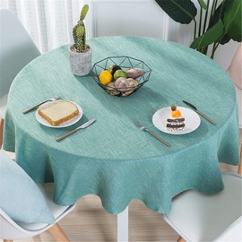 Bettery Home Cotton Linen Solid Color Tablecloth Round Simple Style Table Cover for Kitchen Dining Tabletop Linen Decor (Green, Round - 55 Inch)