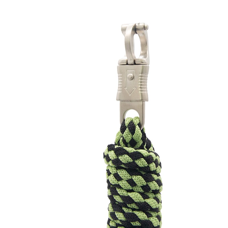 Pfiff 101933 Lead Rope, Braided, Panic Hook, Black/Green, Length 210