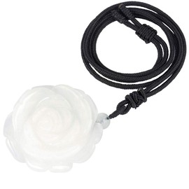 Nupuyai Edelstein Halskette für Damen, Geschnitzt Kristall Heilstein Rose Blume Anhänger mit Kette