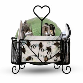 Maypes Utensil Caddy Silverware Holder – 2-in-1 Plate Holder and Cutlery Organizer for Forks, Spoons, Plates and Napkins – Flatware Organizer and Silverware Caddy for Table, Party, Picnic, RV, BBQ