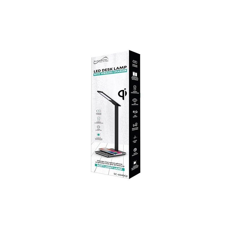 Supersonic SC-6040QI 5-in-1 LED Desk Lamp with QI Charger, QI