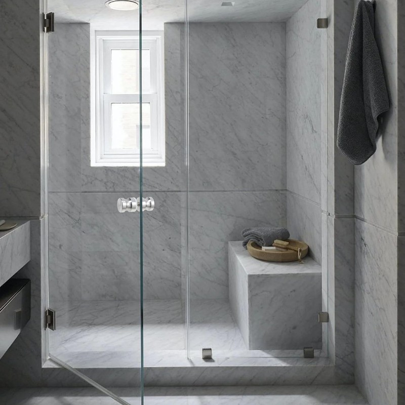 Crapyt 2 Pcs Bathroom I-Form Shower Glass Door Handle, Single