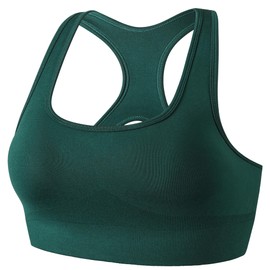 TomTiger Sports Bras for Women High Impact Racerback Removable Padded Seamless Yoga Workout Activewear Bra (Alpine Green,XS)