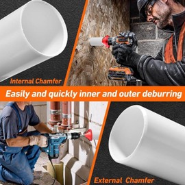 PVC Deburring Tool, 2 in 1 Inner Outer Reamer Pipe and Tubing Chamfer Tool, PVC Chamfer Tool Cone Chamfer Tool for PVC, ABS, PP, PE Pipe, OD 0.92 to 3.89, ID 0.75 to 3.5