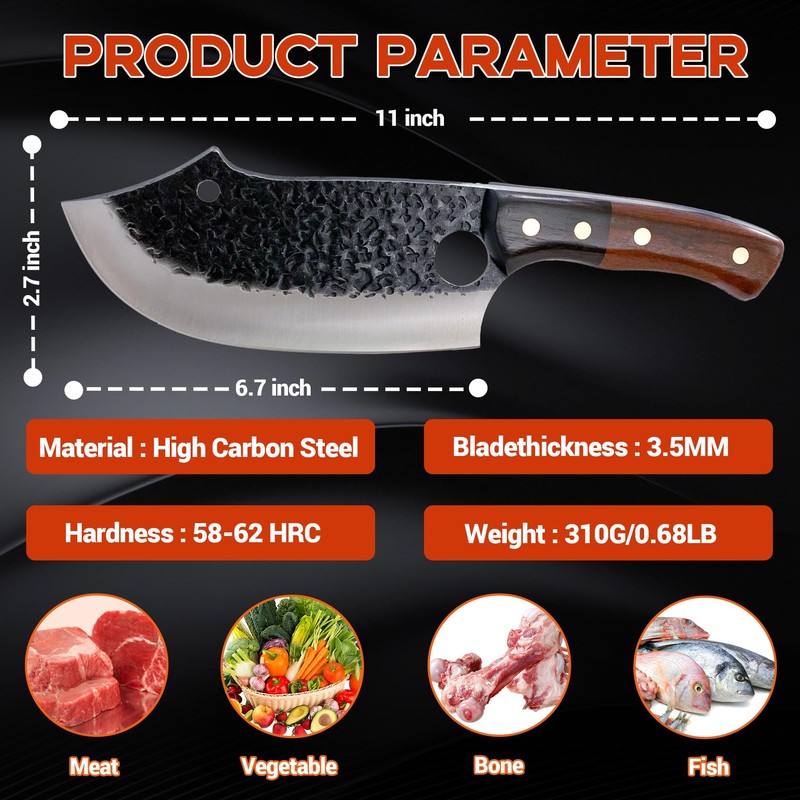 ANLJNCC Meat Cleaver Knife for Meat Cutting with Sheath, Professional