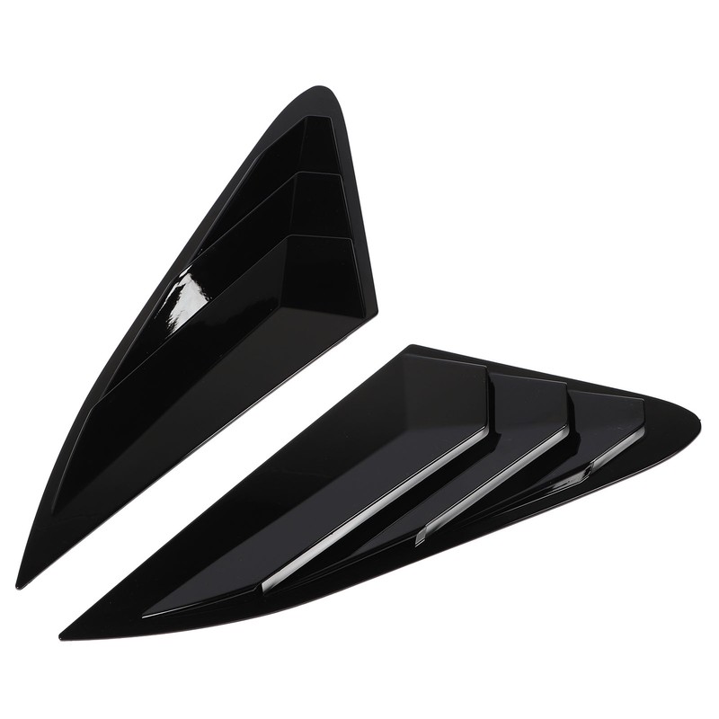 2PCS Rear Side Window Louver Gloss Black Sporty Look Scratch