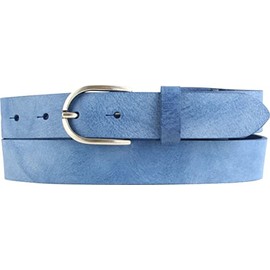 BELTINGER Women's Belt Made of Soft Full Cowhide Leather Vintage Look 3 cm Leather Belt for Women 30 mm Narrow Belt Used Look, Blue, antique silver