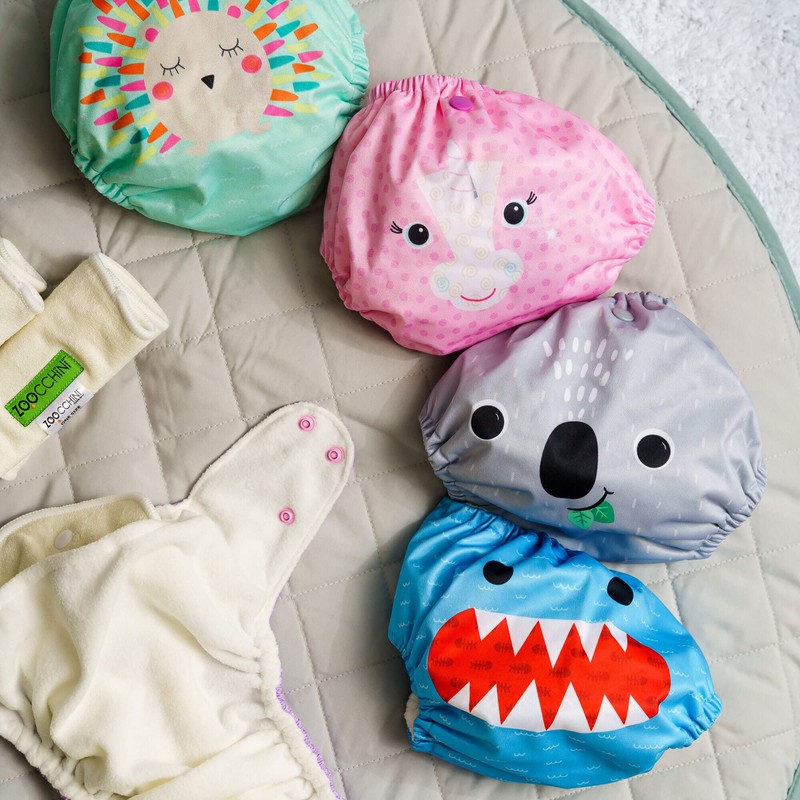Zoocchini Unicorn Pink Hybrid All-in-One Nappies with Two Reusable Pads,