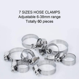 Hose Clamp, 10 Pieces Stainless Steel Adjustable 16-25mm Range Worm Gear Hose Clamp, Fuel Line Clamp for Plumbing, Automotive and Mechanical Applications