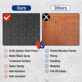 WORKPRO Metal Pegboard 16”x 32” Steel Panel with Round Holes & Vertical Slots 3-Pack, Black Heavy Duty Garage Peg Board Wall Pegboard for Wood Working Work Shop, Craft Room Organization