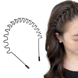 EKIND Metal Wavy Hair Band for Men Women Lightweight Anti-Slip Headband Hoop Sports Wash Face Makeup Daily Use Black