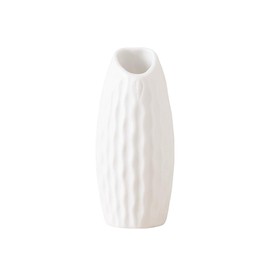 Ceramic Ribbed Vases Small Decorative Flowers Vase for Minimalist Modern Home Decor(White)