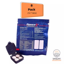Powers'x Men's Vitality Support Natural Supplement - 8 Pack (32 Tablets) - Enhances Energy, Performance & Overall Wellness