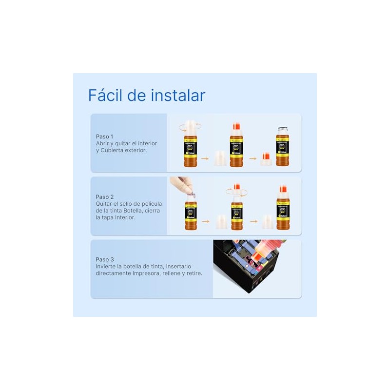 Valuetoner Botellas de Tinta Compatible para Epson 544 T544 para