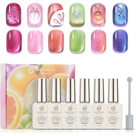 CHERIMOYA Kit de 6 Esmalte Ojo de Gato para Uñas Colección Frutita con Imán
