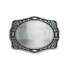 Schnalle123 Belt Buckle Western Texas Cowboy Flower 3D Look for Interchangeable Belt Buckle Buckle Model 110, silver