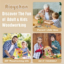 Wooden Birdhouse Kit for Adults to Build, DIY Bird House Craft Kits for Outside, Adult Woodworking Building Kits, Hanging Birdhouse for Garden, Yard (Wood, 8.5in)