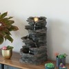 Gardenised Decorative 4 Tier Rock Look Water Fountain with LED