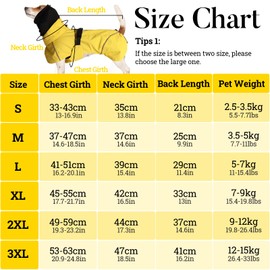 LiebeDD Dog Raincoat, Waterproof Rain Jacket Dog with Harness Hole, Reflective Rain Cape, Dog Adjustable Dog Raincoat for Medium and Small Dogs such as Dachshund (Yellow, XL, 33 cm)