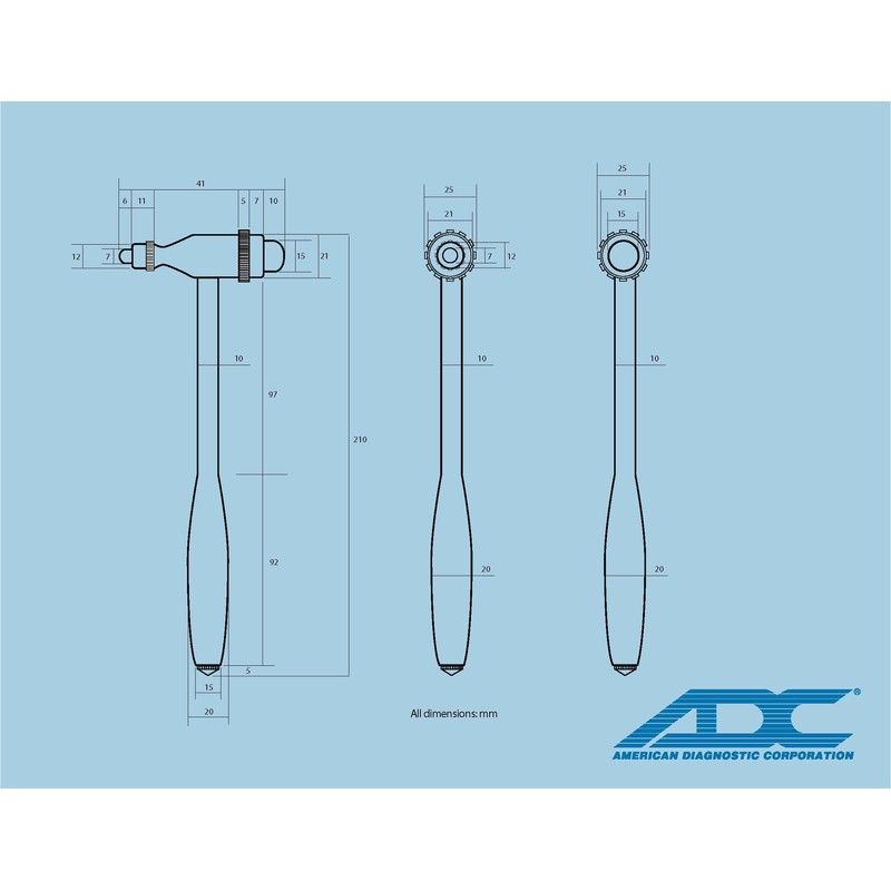 ADC 3694BK Tromner Neurological Reflex Hammer with Built-in Brush