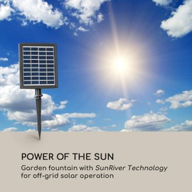 BLUMFELDT Messina Solar Powered Water Fountain for Garden, Indoor and Outdoor Fountains, Waterfall for Outside, Solar Panel: 9V/2.8W, 7 x 5.5 Inches