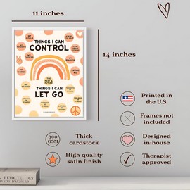 LARKINROAD 9 Groovy Mental Health Posters (11x14 Unframed) Therapy Office Decor, Retro Classroom Decor Welcome Sign, Special Education Classroom Must Haves Classroom Decorations Teacher Wall Decor