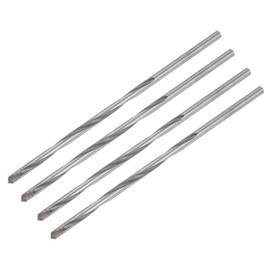 sourcing map 4mm Cutting Dia Cemented Carbide Twist Extra Long Drill Bit with Round Straight Shank for Hardened Steel Stainless Steel, 120mm Length 4 Pcs