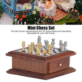 Miniature Chess Set, Gift Dollhouse Furniture Mini Collection Decoration for Home