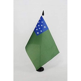 Second Vermont Republic Table Flag 5'' x 8'' - SVR Desk Flag 21 x 14 cm - Black plastic stick and base - AZ FLAG