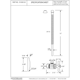 Westbrass D105K12X-12 5/8" x 3/8" OD x 12" Corrugated Riser Supply Line Kit with Cross Handle Angle Supply Shut Off Valve for Faucet and Toilet, Oil Rubbed Bronze