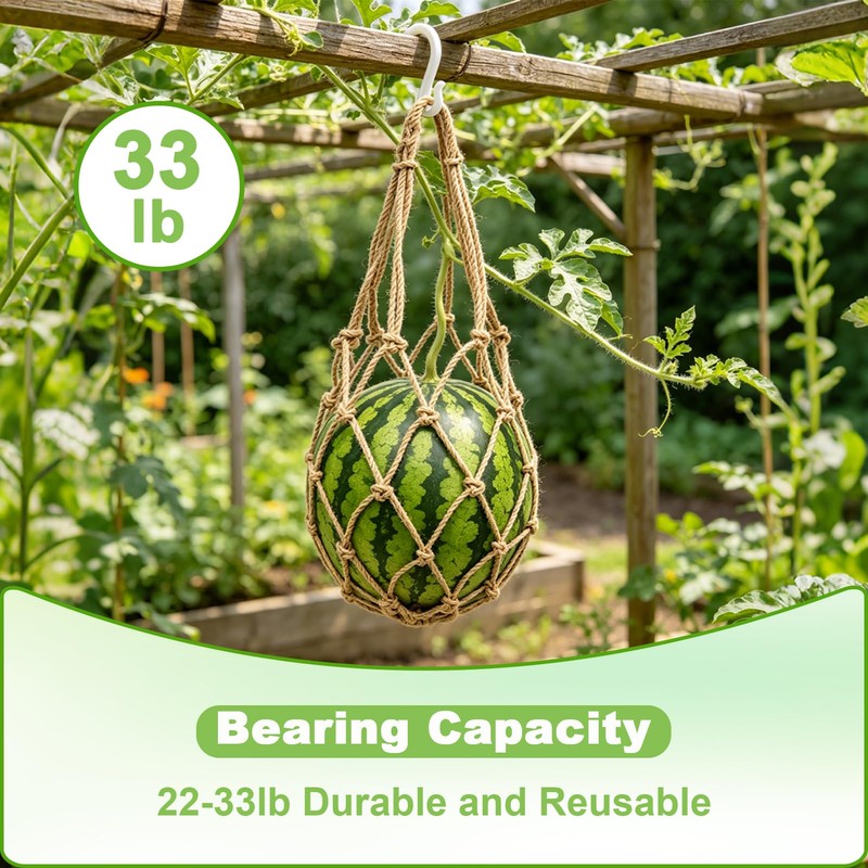 10 Packs Jute Melon Hammocks for Trellis, Watermelon Holder for