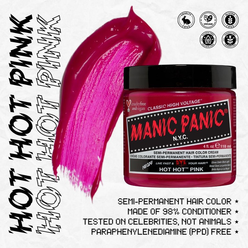MANIC PANIC Classic Hot Hot Pink Semi Permanent Hair Color