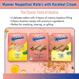 Manner Original Neapolitan Wafers – Delicious Hazelnut Wafers with Creamy Hazelnut Filling for Ideal Snack – Enjoy Healthy Snacks Anytime with 200g of Irresistible Wafer Goodness