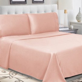 Superior Cotton Percale Deep Pocket Sheet Set, Queen, Blush, 4-Pieces