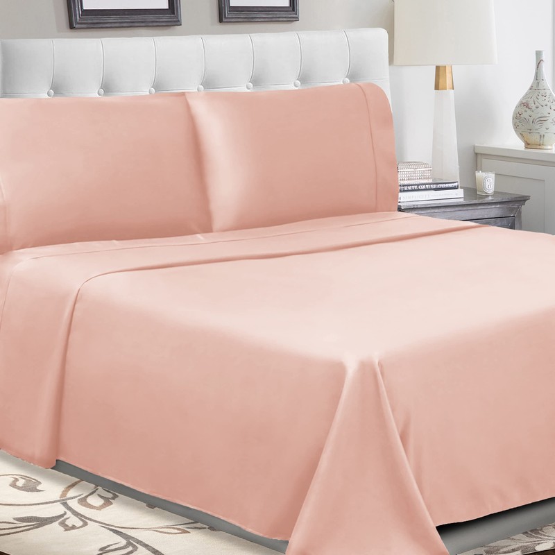 Superior Cotton Percale Deep Pocket Sheet Set, Queen, Blush, 4-Pieces
