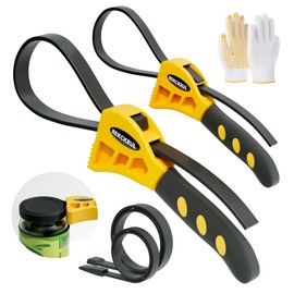 REKCKRUL 2 PCS Heavy-Duty Strap Wrench Set Upgrade – 4" to 6" Diameter Adjustable Oil Filter Wrench, Reinforced Rubber - Jar Opener, Plumbing Tool for Shower Heads, Water Filters, Pipes