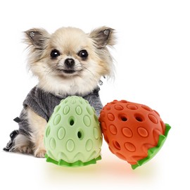 Ball Toy Pet Dog Bite Resistant Strawberry Leaking Ball  2 packs