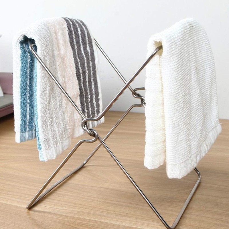 Stainless Steel Trash Bag Holder Folding Garbage Bag Shelf Home