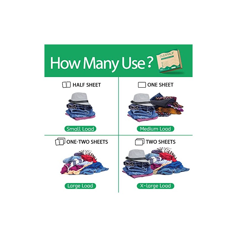 CLEARALIF Laundry Detergent Sheets up to 160 Loads (80sheets), Unscented,