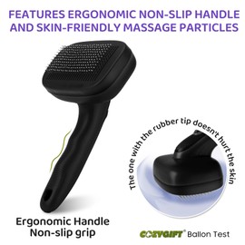 3PCS Dog Brush Kit for Dogs, Cats & Small Animals. Self-Cleaning Slicker Brush for Short & Long Hair, Haired Breeds, Dual-Sided Undercoat Rake, Bath Brush. Safe Steel Pins, Ideal for Most Pets. Black