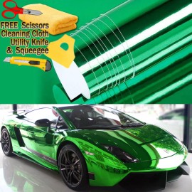 AUTOGOODY 96" x 60" Green Chrome Mirror Vinyl Film Wrap Sticker Stretchable 8ft x 5ft