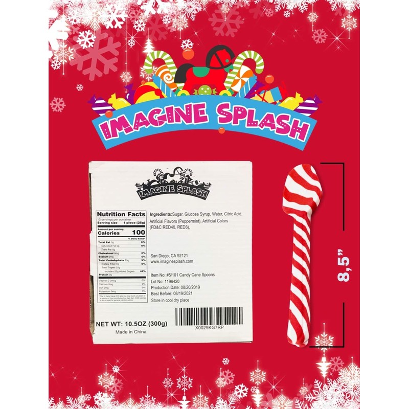 Candy Cane Spoons Peppermint Flavored - 12 Count