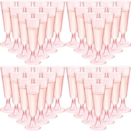 150 Pcs Champagne Flutes Plastic Champagne Glasses Clear Disposable Champagne Flutes Crystal Champagne Flutes Plastic Wine Glasses Plastic for Wedding Toasting Flutes Party Cocktail Cups (Pink)