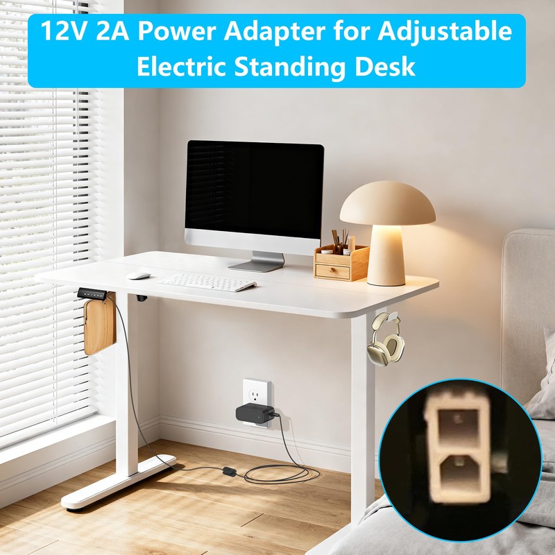 12V 2A Power Cord for Adjustable Electric Standing Desk Replacement