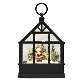 RAZ Imports 2022 Holiday Water Lanterns 9.5" Santa Cuts Down Tree Lighted Water Greenhouse