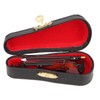 Wooden Miniature Violin with Stand Bow and Case Mini Musical