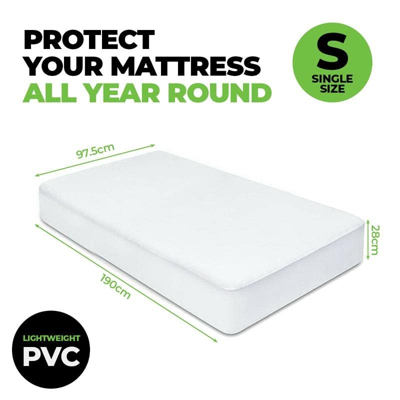 Single Bed Mattress PVC Protector Cover Waterproof Elastic Fitted 97.5x190cm