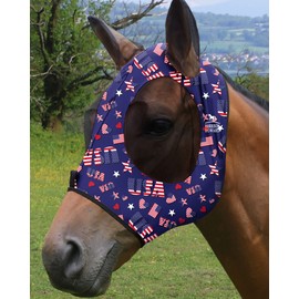 Harrison Howard Super Comfort Stretchy Fly Mask Large Eye Space with UV Protection Soft on Skin with Breathability Classic Letters S